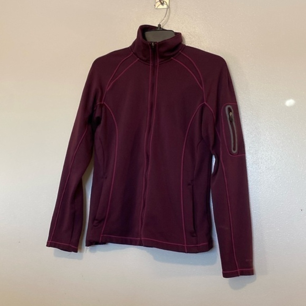 Columbia burgundy wine full front tip up pocket  trail performance jacket small